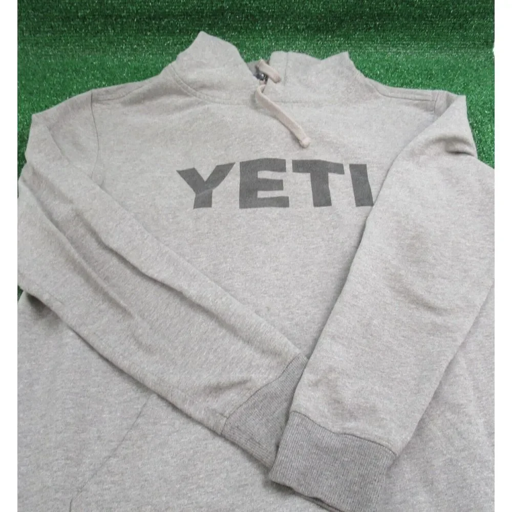 YETI Hoodie Mens Medium Gray Long Sleeve Pullover Graphic Hooded Cooler